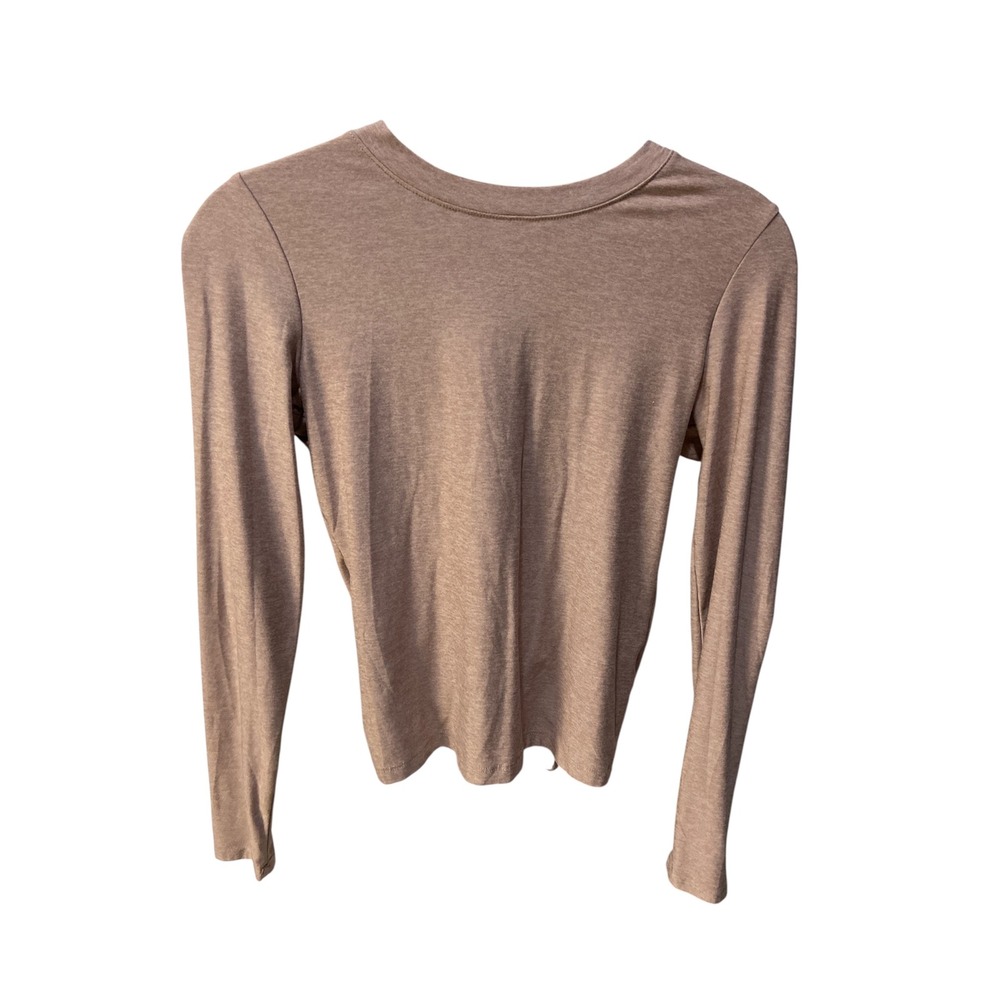 Beyond Yoga Womens XS Long Sleeve Open Back Tie Cutout Top Heathered Mauve Pink - Picture 3 of 6
